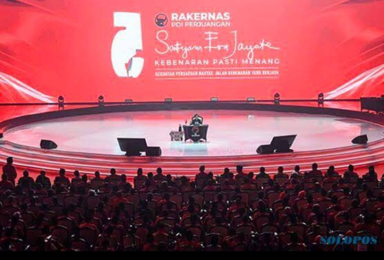Suasana di arena Rakernas V PDIPerjuangan di Ancol Jakarta Utara, Jumat (24//5/2024)