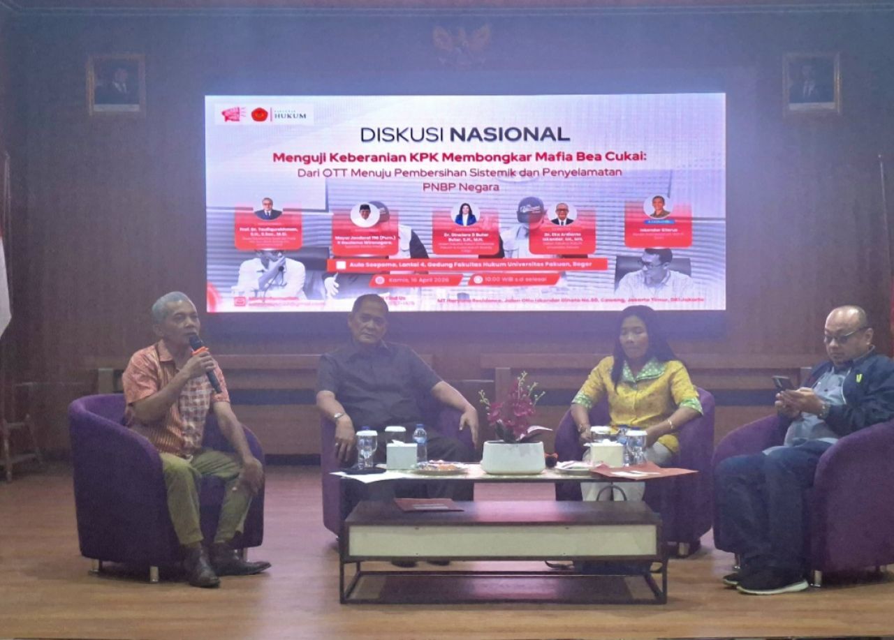 Diskusi nasional, bertajuk 'Menguji Keberanian KPK Membongkar Mafia Bea Cukai, pada Kamis (16/4/26)