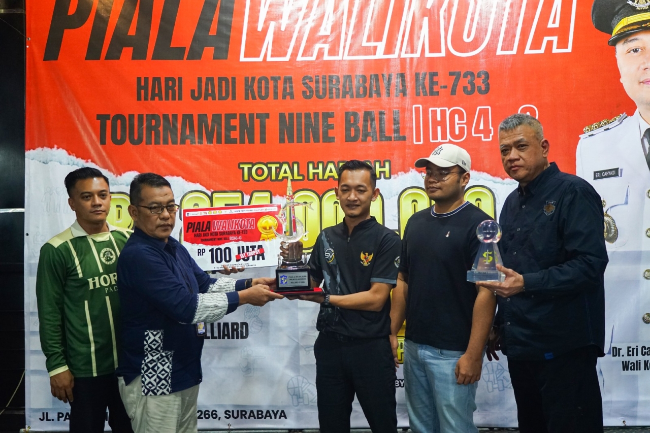 Febrian Taklukkan Rudi Soho di Final, Turnamen Biliar Surabaya 2026 Berlangsung Meriah